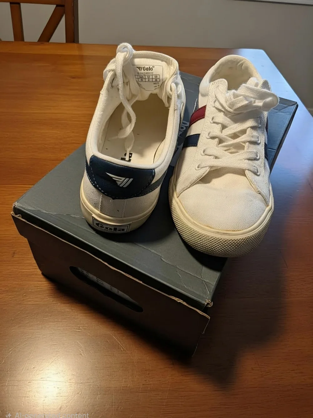 Gola White Canvas Trainer with Red & Navy Stripes - Picture 2 of 3